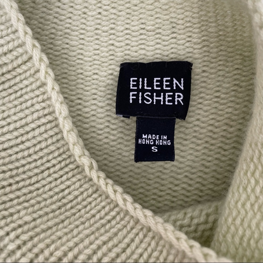 EILEEN FISHER Green 100% Cashmere Sweater S Mock Neck - Picture 3 of 7